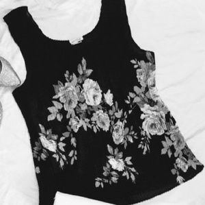 Black Sleeveless Floral Tank Top Plus Size 18